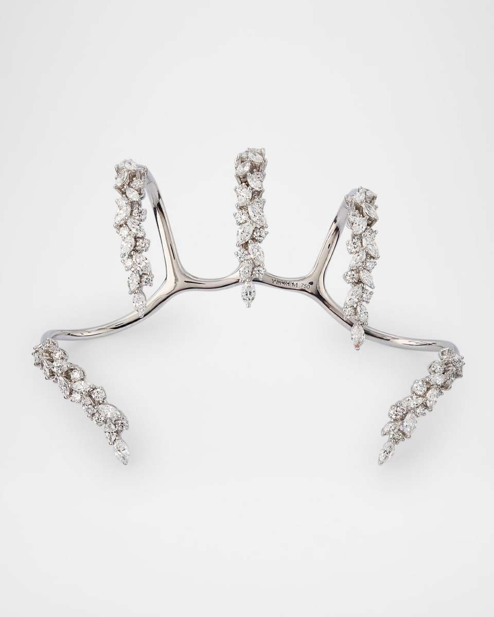 18K White Gold Round and Marquise Diamond Claw Handpiece